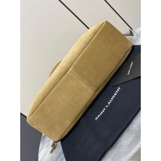 Replica perfetta Borsa shopping YSL Saint Laurent Jamie 4.3 Pochon grande foglia oro camoscio marrone Imitazione Outlet Online