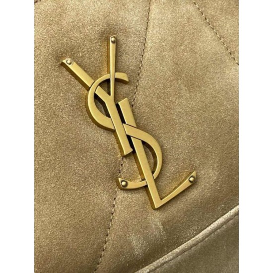 Replica perfetta Borsa shopping YSL Saint Laurent Jamie 4.3 Pochon grande foglia oro camoscio marrone Imitazione Outlet Online