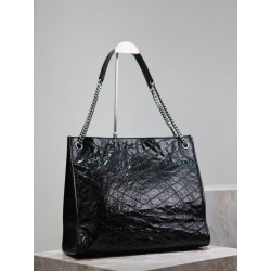 Migliore Repliche Borsa shopping grande vintage stropicciata YSL Saint Laurent Niki Nero Economiche Outlet Online