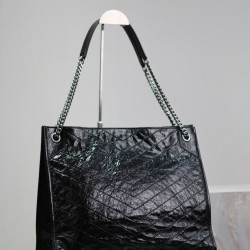 Migliore Repliche Borsa shopping grande vintage stropicciata YSL Saint Laurent Niki Nero Economiche Outlet Online