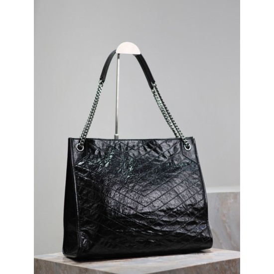Migliore Repliche Borsa shopping grande vintage stropicciata YSL Saint Laurent Niki Nero Economiche Outlet Online