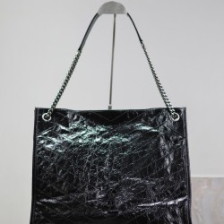 Migliore Repliche Borsa shopping grande vintage stropicciata YSL Saint Laurent Niki Nero Economiche Outlet Online