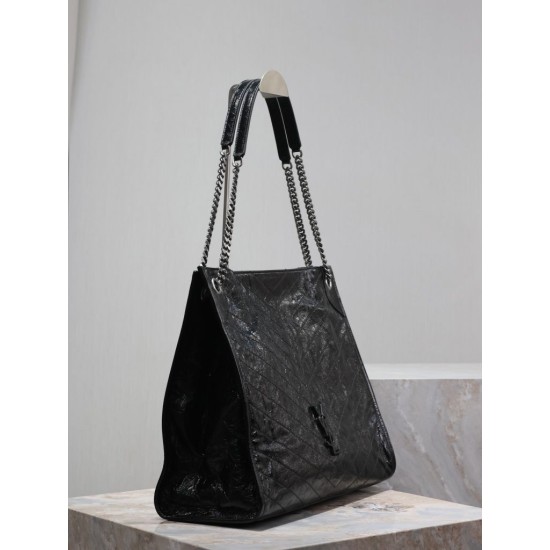 Migliore Repliche Borsa shopping grande vintage stropicciata YSL Saint Laurent Niki Nero Economiche Outlet Online