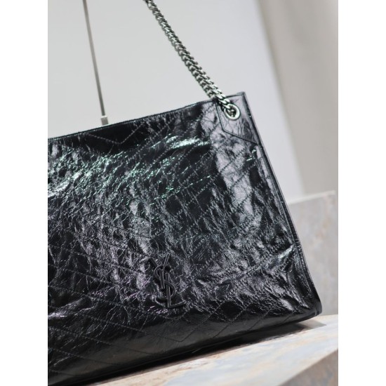 Migliore Repliche Borsa shopping grande vintage stropicciata YSL Saint Laurent Niki Nero Economiche Outlet Online