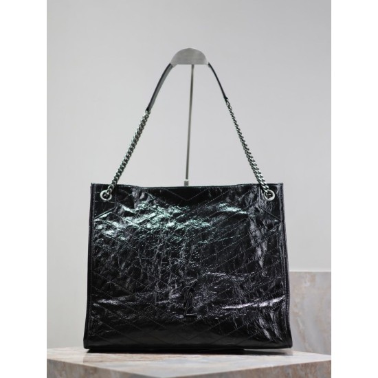 Migliore Repliche Borsa shopping grande vintage stropicciata YSL Saint Laurent Niki Nero Economiche Outlet Online