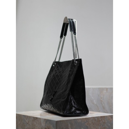 Migliore Repliche Borsa shopping grande vintage stropicciata YSL Saint Laurent Niki Nero Economiche Outlet Online