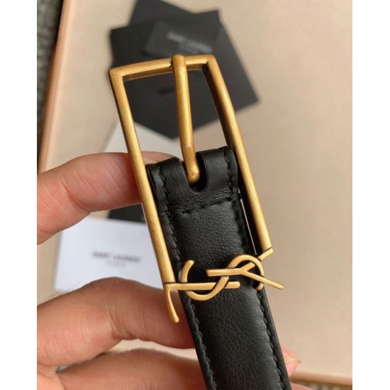 Migliore Repliche Nuova fibbia Cassandre YSL Saint Laurent Cintura 20MM Nero Economiche Outlet Online