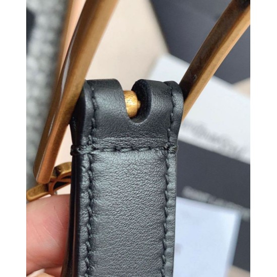 Migliore Repliche Nuova fibbia Cassandre YSL Saint Laurent Cintura 20MM Nero Economiche Outlet Online