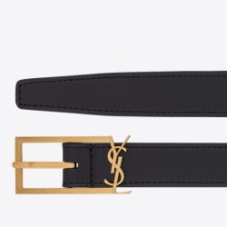 Migliore Repliche Nuova fibbia Cassandre YSL Saint Laurent Cintura 20MM Nero Economiche Outlet Online