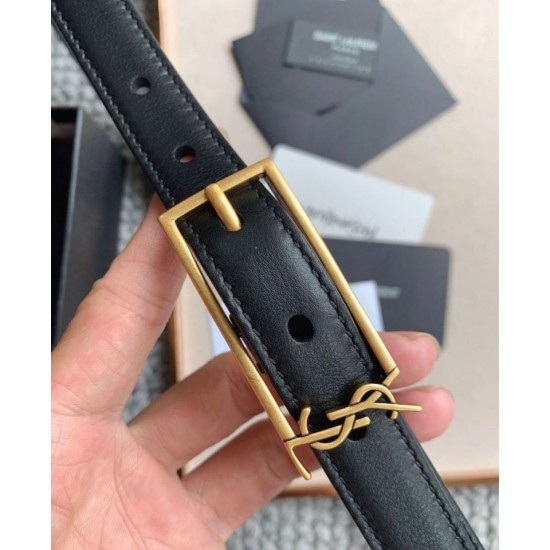 Migliore Repliche Nuova fibbia Cassandre YSL Saint Laurent Cintura 20MM Nero Economiche Outlet Online