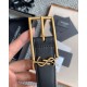 Miglior Falso Cintura YSL Saint Laurent New Cassandre Buckle 30MM Nero Economiche Premium