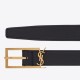 Miglior Falso Cintura YSL Saint Laurent New Cassandre Buckle 30MM Nero Economiche Premium