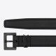 Perfette Qualità Repliche Cintura YSL Saint Laurent Cassandre Square Buckle 20MM Tutto Nero Imitazione