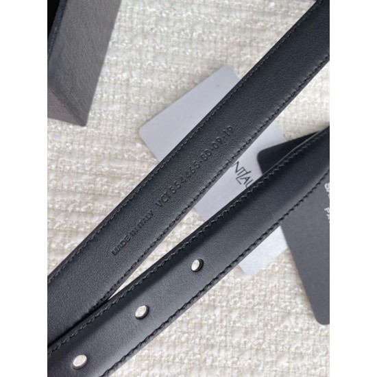 Replica perfetta Cintura YSL Saint Laurent Cassandre Square Buckle 20MM Nero Imitazione Outlet Online