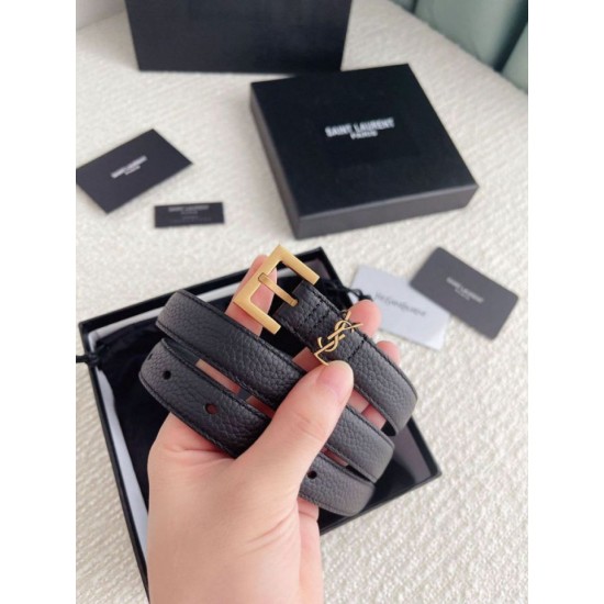 Replica perfetta Cintura YSL Saint Laurent Cassandre Square Buckle 20MM Nero Imitazione Outlet Online