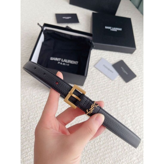 Replica perfetta Cintura YSL Saint Laurent Cassandre Square Buckle 20MM Nero Imitazione Outlet Online