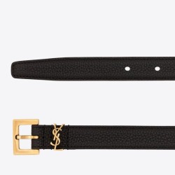 Replica perfetta Cintura YSL Saint Laurent Cassandre Square Buckle 20MM Nero Imitazione Outlet Online