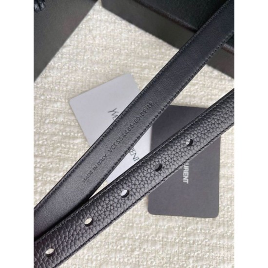 Replica perfetta Cintura YSL Saint Laurent Cassandre Square Buckle 20MM Nero Imitazione Outlet Online