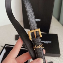Replica perfetta Cintura YSL Saint Laurent Cassandre Square Buckle 20MM Nero Imitazione Outlet Online