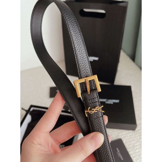 Replica perfetta Cintura YSL Saint Laurent Cassandre Square Buckle 20MM Nero Imitazione Outlet Online