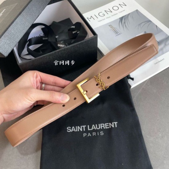 Miglior Falso Cintura YSL Saint Laurent Cassandre Square Buckle 30MM Beige Economiche Premium