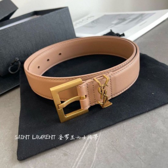 Miglior Falso Cintura YSL Saint Laurent Cassandre Square Buckle 30MM Beige Economiche Premium