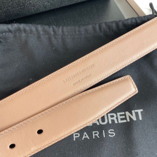 Miglior Falso Cintura YSL Saint Laurent Cassandre Square Buckle 30MM Beige Economiche Premium