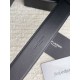 Replica perfetta Cintura YSL Saint Laurent Cassandre Square Buckle 30MM Tutto Nero Imitazione Outlet Online