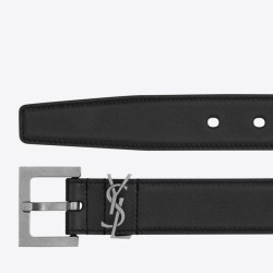 Miglior Falso Cintura YSL Saint Laurent Cassandre Square Buckle 30MM Noir Economiche Premium