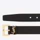 Replica perfetta Cintura YSL Saint Laurent Cassandre Square Buckle 20MM Nero Imitazione Outlet Online