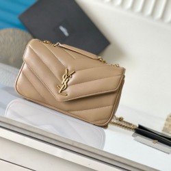 Replica perfetta YSL Saint Laurent LouLou Small Bag Matelasse Beige Imitazione Outlet Online