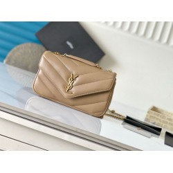 Replica perfetta YSL Saint Laurent LouLou Small Bag Matelasse Beige Imitazione Outlet Online