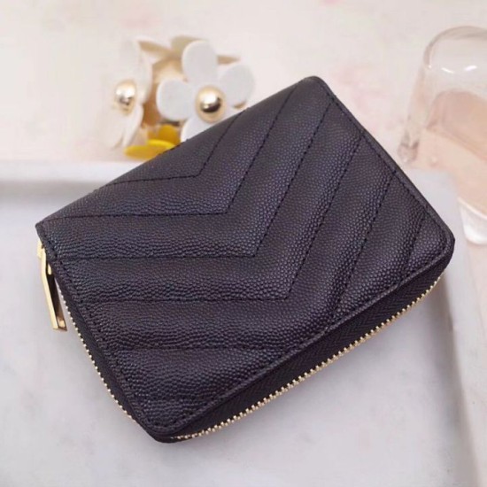 Portafoglio compatto con cerniera YSL Saint Laurent Nero Replica originale di alta qualità Migliore Repliche Portafoglio compatto con cerniera YSL Saint Laurent Nero Economiche Outlet Online
