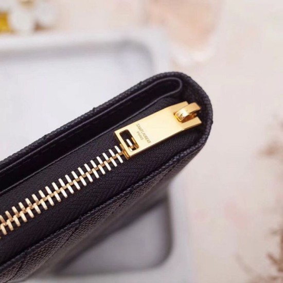 Portafoglio compatto con cerniera YSL Saint Laurent Nero Replica originale di alta qualità Migliore Repliche Portafoglio compatto con cerniera YSL Saint Laurent Nero Economiche Outlet Online
