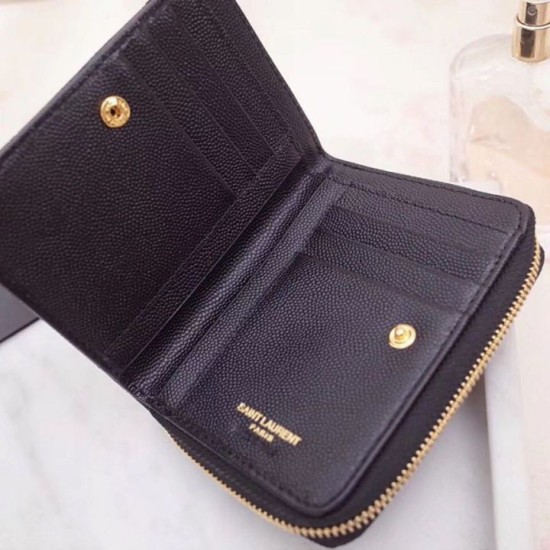 Portafoglio compatto con cerniera YSL Saint Laurent Nero Replica originale di alta qualità Migliore Repliche Portafoglio compatto con cerniera YSL Saint Laurent Nero Economiche Outlet Online