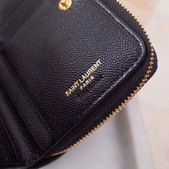 Portafoglio compatto con cerniera YSL Saint Laurent Nero Replica originale di alta qualità Migliore Repliche Portafoglio compatto con cerniera YSL Saint Laurent Nero Economiche Outlet Online