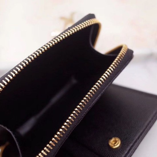 Portafoglio compatto con cerniera YSL Saint Laurent Nero Replica originale di alta qualità Migliore Repliche Portafoglio compatto con cerniera YSL Saint Laurent Nero Economiche Outlet Online