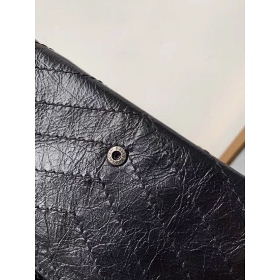 Replica perfetta Portafoglio grande Niki YSL Saint Laurent Crinkled Vintage Nero Imitazione Outlet Online