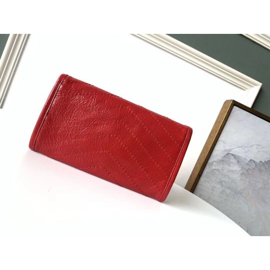 Replica perfetta Portafoglio grande YSL Saint Laurent Niki Crinkled Vintage Rosso Imitazione Outlet Online