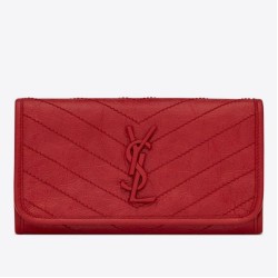 Replica perfetta Portafoglio grande YSL Saint Laurent Niki Crinkled Vintage Rosso Imitazione Outlet Online