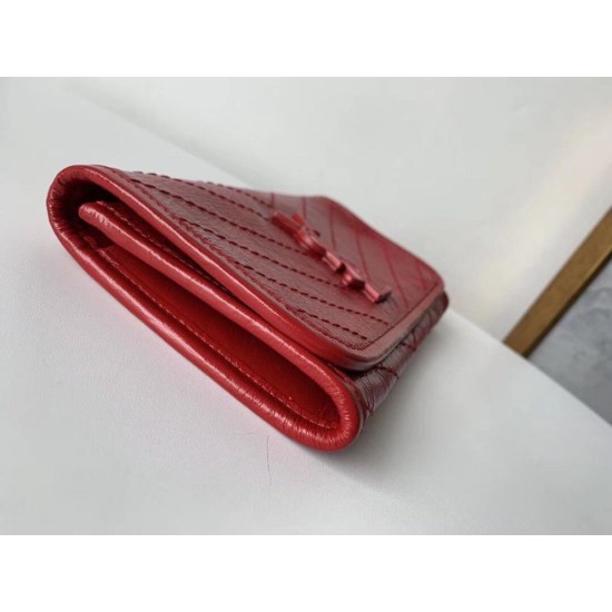 Replica perfetta Portafoglio grande YSL Saint Laurent Niki Crinkled Vintage Rosso Imitazione Outlet Online
