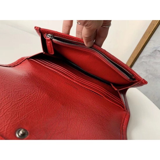 Replica perfetta Portafoglio grande YSL Saint Laurent Niki Crinkled Vintage Rosso Imitazione Outlet Online