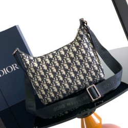 Borsa hobo morbida Dior Rider piccola da uomo replica Dior Oblique Jacquard beige/nero Imitazione