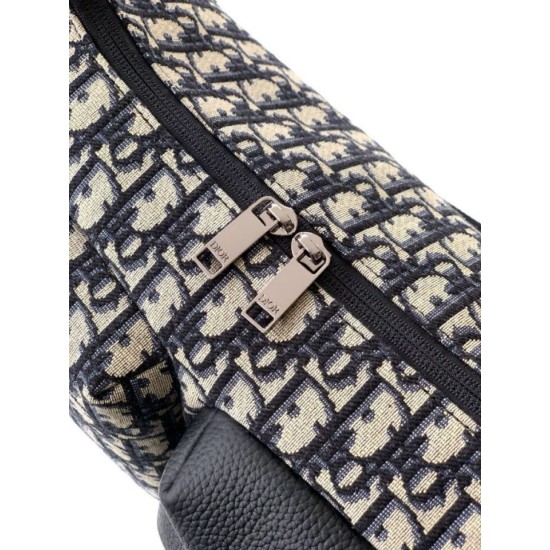 Borsa hobo morbida Dior Rider piccola da uomo replica Dior Oblique Jacquard beige/nero Imitazione