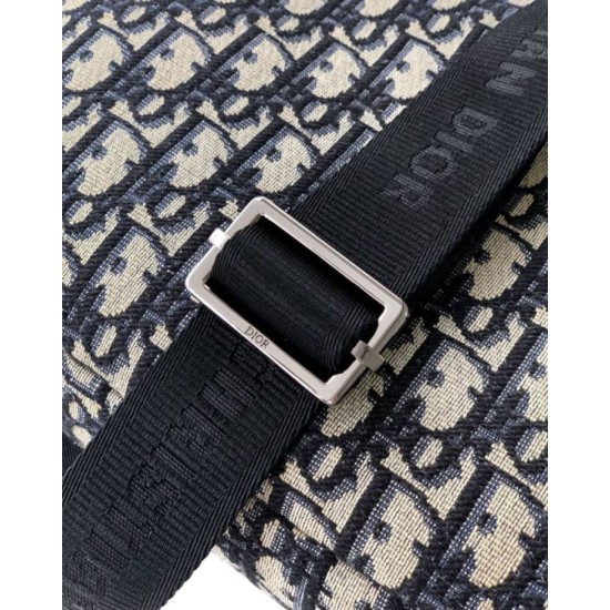 Borsa hobo morbida Dior Rider piccola da uomo replica Dior Oblique Jacquard beige/nero Imitazione