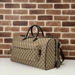 Borsa da viaggio Gucci media in tela GG Replica Gucci da uomo 802095 marrone Imitazione