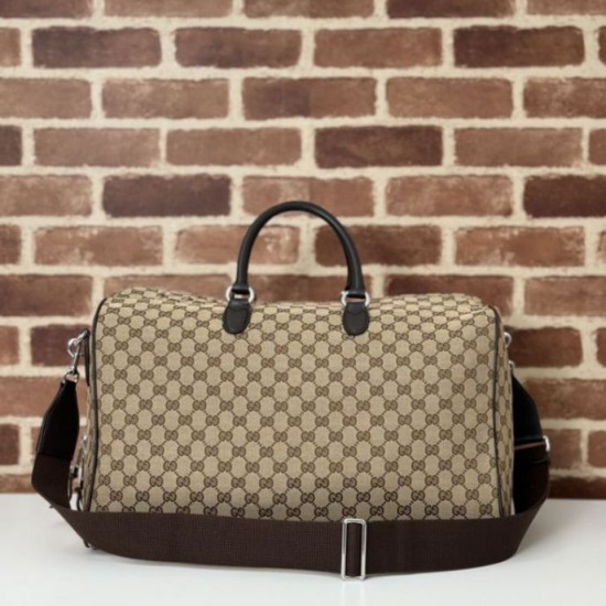 Borsa da viaggio Gucci media in tela GG Replica Gucci da uomo 802095 marrone Imitazione