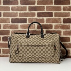 Borsa da viaggio Gucci media in tela GG Replica Gucci da uomo 802095 marrone Imitazione