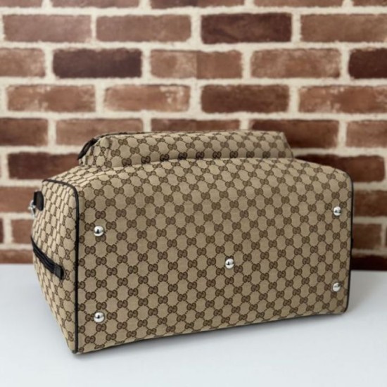 Borsa da viaggio Gucci media in tela GG Replica Gucci da uomo 802095 marrone Imitazione