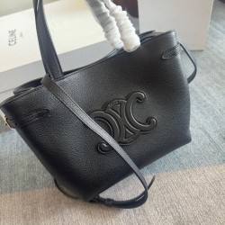 Borsa Celine Mini Cabas Anais Triomphe Replica Nera in Vitello Granato Imitazione Outlet